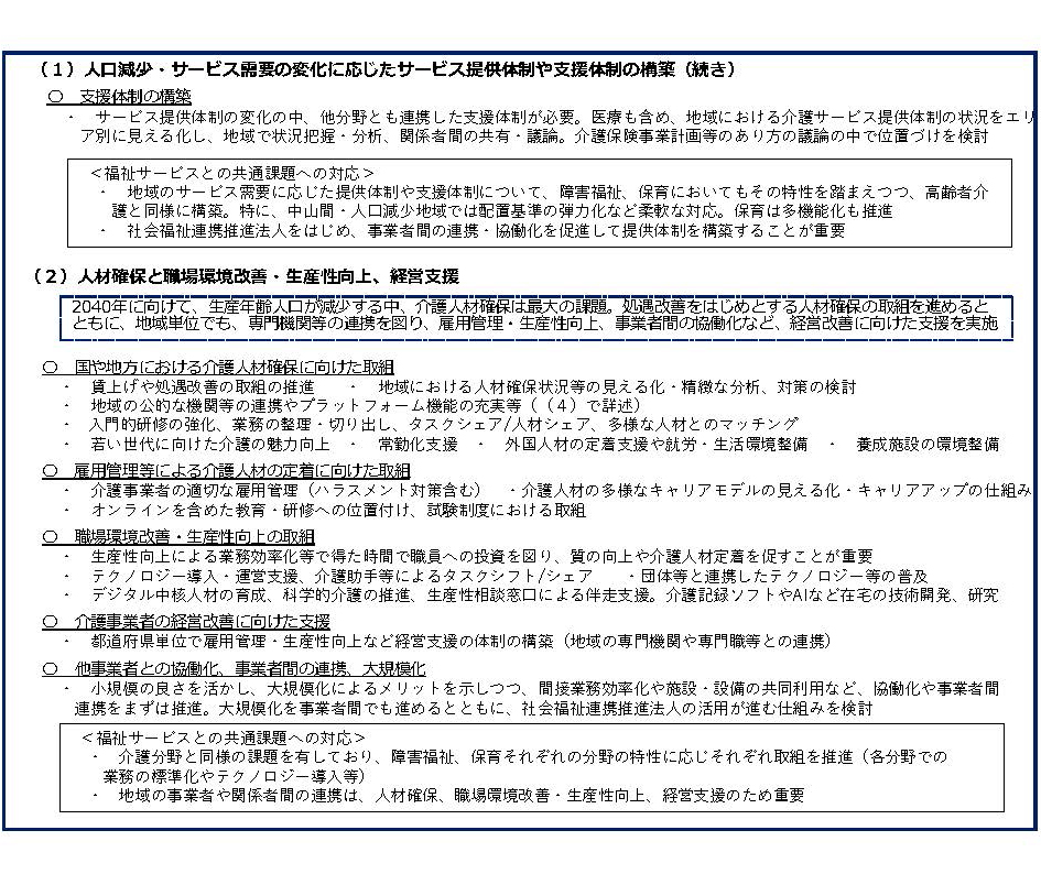 「2040年に向けたサービス提供体制等のあり方」検討会とりまとめ（概要）2